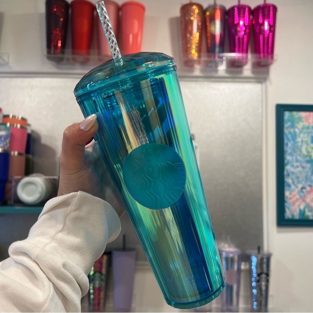 Starbucks blue/teal jewel domed top tumbler